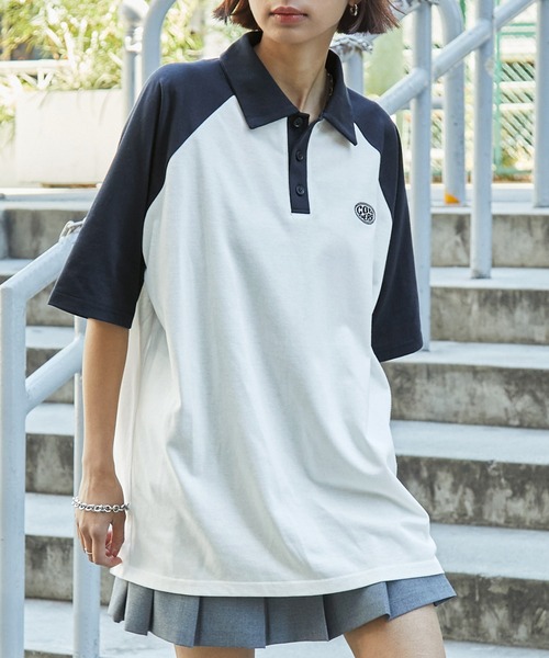 MONO-MART（モノマート）の「【CODDERR】ワンポイントサークル刺繍ラグランポロシャツ（ポロシャツ・レディース・ブラック/チャコール/ネイビー/ブラック系1・FREE）」の18枚目の写真