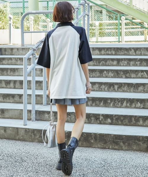 MONO-MART（モノマート）の「【CODDERR】ワンポイントサークル刺繍ラグランポロシャツ（ポロシャツ・レディース・ブラック/チャコール/ネイビー/ブラック系1・FREE）」の21枚目の写真