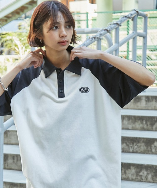 MONO-MART（モノマート）の「【CODDERR】ワンポイントサークル刺繍ラグランポロシャツ（ポロシャツ・レディース・ブラック/チャコール/ネイビー/ブラック系1・FREE）」の16枚目の写真