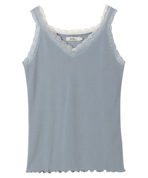 earth music&ecology（アースミュージックアンドエコロジー）の「ダブルレースタンクトップ（インナーウェア/肌着・レディース・イエロー/サックスブルー/アイボリー/ブラック・S/M）」の3枚目の写真
