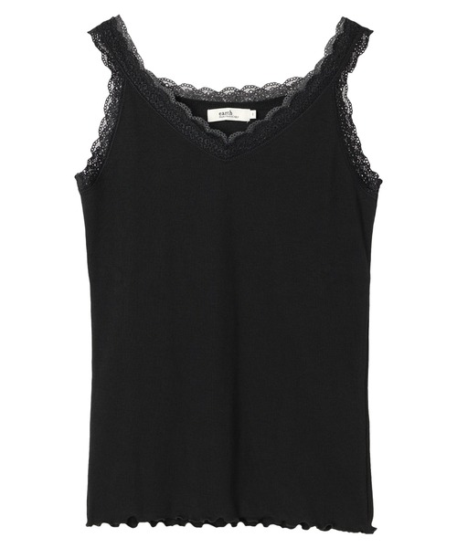 earth music&ecology（アースミュージックアンドエコロジー）の「ダブルレースタンクトップ（インナーウェア/肌着・レディース・イエロー/サックスブルー/アイボリー/ブラック・S/M）」の2枚目の写真