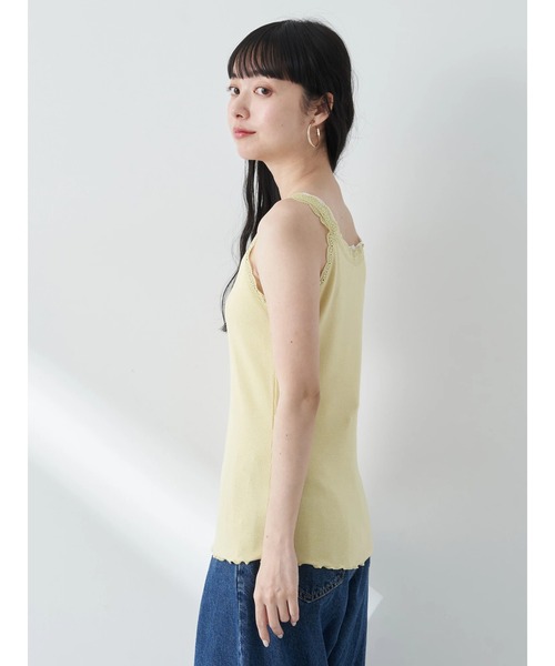 earth music&ecology（アースミュージックアンドエコロジー）の「ダブルレースタンクトップ（インナーウェア/肌着・レディース・イエロー/サックスブルー/アイボリー/ブラック・S/M）」の8枚目の写真