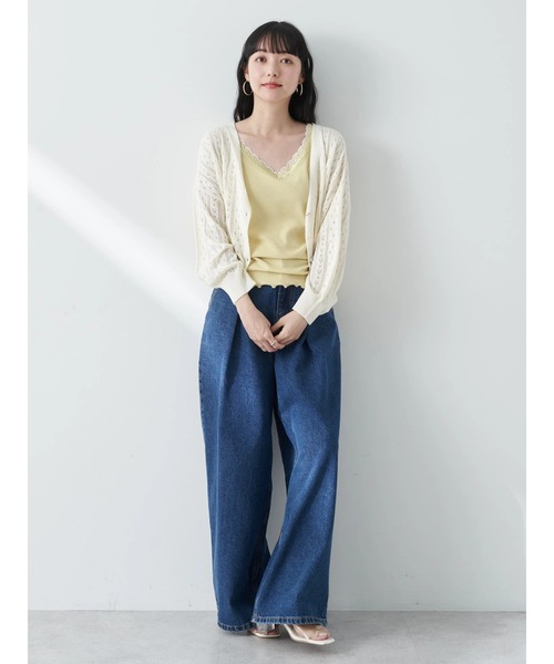 earth music&ecology（アースミュージックアンドエコロジー）の「ダブルレースタンクトップ（インナーウェア/肌着・レディース・イエロー/サックスブルー/アイボリー/ブラック・S/M）」の10枚目の写真