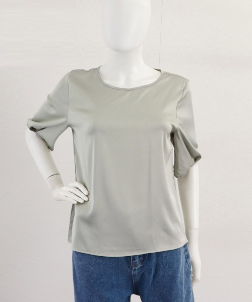 Miniministore(ミニミニストア)の「とろみブラウス 半袖 レディース(シャツ/ブラウス・レディース・ホワイト/ブラック/ダークグリーン/グレー/ベージュ/ピンク・FREE)」の14枚目の写真