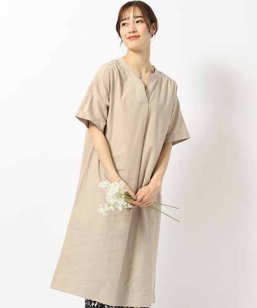 SHOO・LA・RUE（シューラルー）の「◆【UV/抗菌防臭】ゆる さら ふわり フレンチリネンブレンドワンピース（ワンピース・レディース・ベージュ/ブラック/レッド系1/ホワイト系2/ブルー系その他4・00）」の3枚目の写真