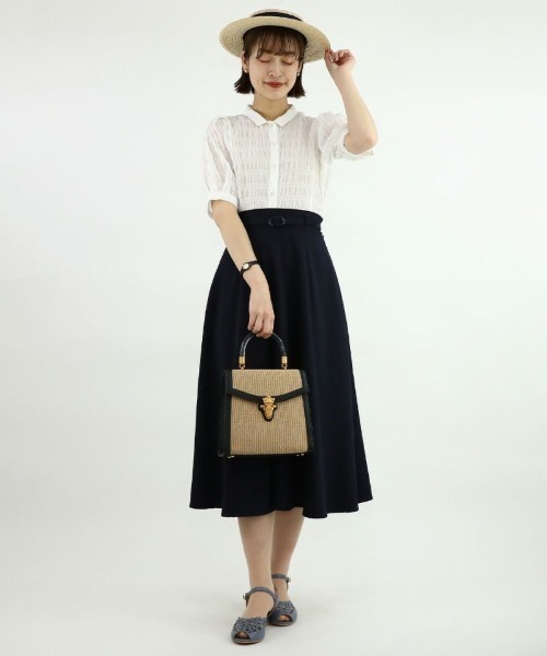 an another angelus（アンアナザーアンジェラス）の「ラインストーン釦シャーリングブラウス/ananotherangelus（シャツ/ブラウス・レディース・オフホワイト/ライトグリーン・FREE）」の6枚目の写真