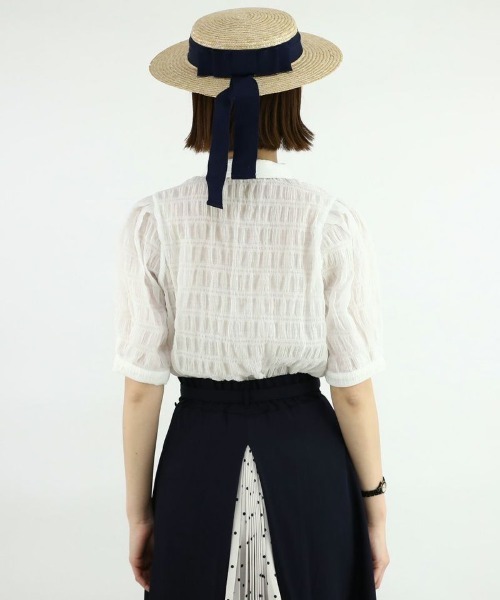 an another angelus（アンアナザーアンジェラス）の「ラインストーン釦シャーリングブラウス/ananotherangelus（シャツ/ブラウス・レディース・オフホワイト/ライトグリーン・FREE）」の11枚目の写真