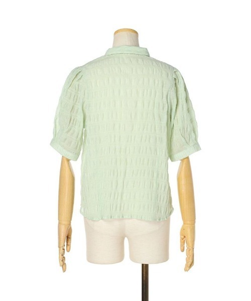 an another angelus（アンアナザーアンジェラス）の「ラインストーン釦シャーリングブラウス/ananotherangelus（シャツ/ブラウス・レディース・オフホワイト/ライトグリーン・FREE）」の19枚目の写真