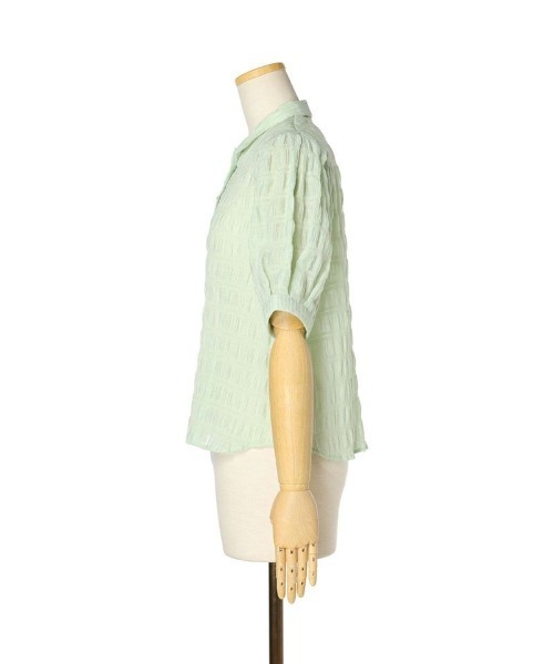 an another angelus（アンアナザーアンジェラス）の「ラインストーン釦シャーリングブラウス/ananotherangelus（シャツ/ブラウス・レディース・オフホワイト/ライトグリーン・FREE）」の20枚目の写真