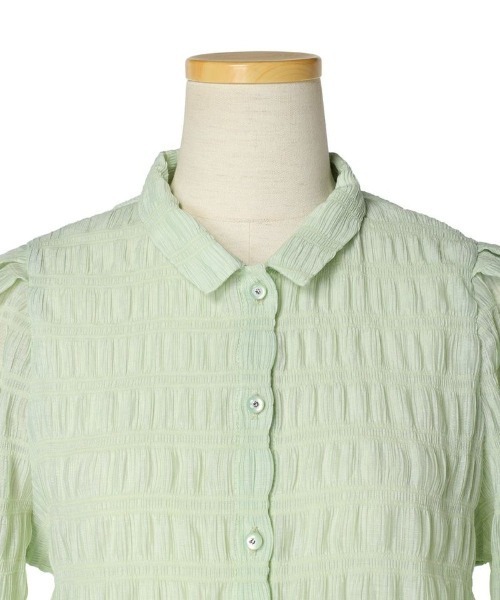 an another angelus（アンアナザーアンジェラス）の「ラインストーン釦シャーリングブラウス/ananotherangelus（シャツ/ブラウス・レディース・オフホワイト/ライトグリーン・FREE）」の21枚目の写真