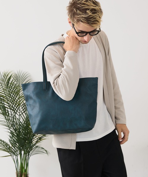 Blue Standard (ブルースタンダード)の「【BLUE STANDARD/ブルースタンダード】【驚異の7ポケットで整理上手】フェイクレザートートバッグ ウレタンPCスリーブ付 大容量(トートバッグ・メンズ・チャコールグレー/ワイン/ブラック/ダークネイビー/ブラウン/ネイビー/ダークブラウン/ブルー/カーキ・FREE)」の7枚目の写真