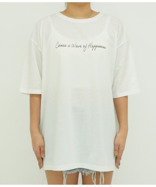 anap mimpi(アナップミンピ)の「メッセージ プリント ビッグ Tシャツ(Tシャツ/カットソー・レディース・ホワイト/ベージュ系その他/ネイビー・FREE)」の20枚目の写真