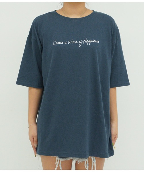 anap mimpi(アナップミンピ)の「メッセージ プリント ビッグ Tシャツ(Tシャツ/カットソー・レディース・ホワイト/ベージュ系その他/ネイビー・FREE)」の22枚目の写真