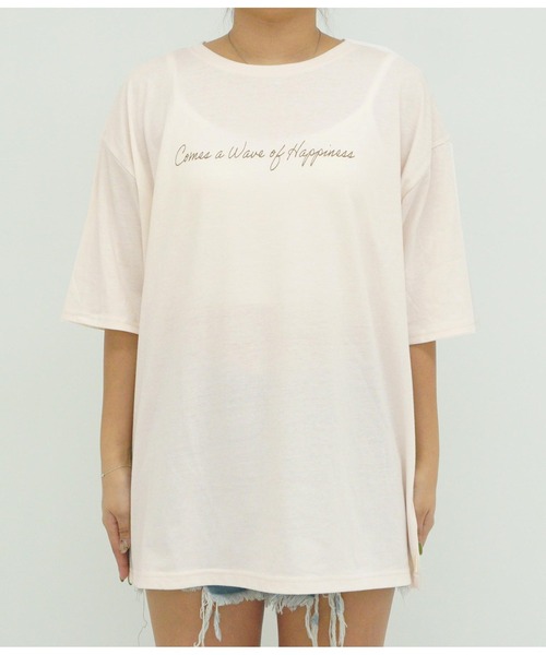 anap mimpi(アナップミンピ)の「メッセージ プリント ビッグ Tシャツ(Tシャツ/カットソー・レディース・ホワイト/ベージュ系その他/ネイビー・FREE)」の21枚目の写真