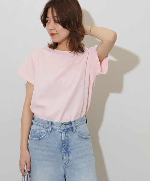JOURNAL STANDARD relume(ジャーナルスタンダード レリューム)の「《追加》TCワッフルショートスリーブTシャツ(Tシャツ/カットソー・レディース・ホワイト/ブラック/ブルー/ストーン/バーガンディー・FREE)」の5枚目の写真