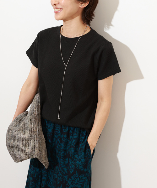 JOURNAL STANDARD relume(ジャーナルスタンダード レリューム)の「《追加》TCワッフルショートスリーブTシャツ(Tシャツ/カットソー・レディース・ホワイト/ブラック/ブルー/ストーン/バーガンディー・FREE)」の2枚目の写真