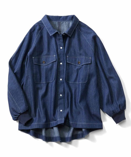 Live in comfort（リブインコンフォート）の「リブ　イン　コンフォート　ばさっとはおれる　軽やかコットンシャツジャケット（シャツ/ブラウス・レディース・インディゴブルー/オフホワイト/ブラック系その他・LARGE/MEDIUM/X-LARGE/SMALL/XX-LARGE/XXX-LARGE）」の10枚目の写真