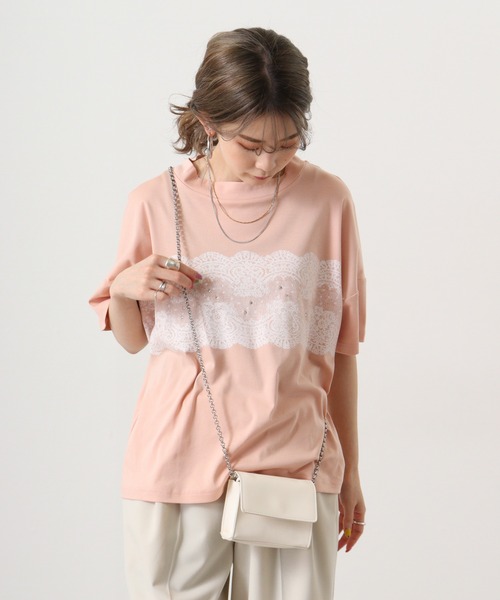 【セール】BRODIAEA ローズペトール加工 レースプリントTシャツ(Tシャツ/カットソー)|BRODIAEA(ブローディア) 【セール】BRODIAEA ローズペトール加工 レースプリントTシャツ(Tシャツ/カットソー)|BRODIAEA(ブローディア)
