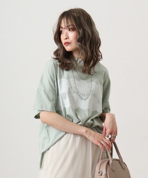 【セール】BRODIAEA ローズペトール加工 レースプリントTシャツ（Tシャツ/カットソー）｜BRODIAEA（ブローディア）