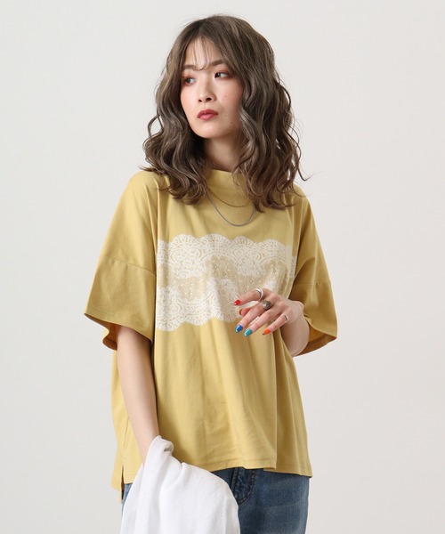 【セール】BRODIAEA ローズペトール加工 レースプリントTシャツ(Tシャツ/カットソー)|BRODIAEA(ブローディア) 【セール】BRODIAEA ローズペトール加工 レースプリントTシャツ(Tシャツ/カットソー)|BRODIAEA(ブローディア)