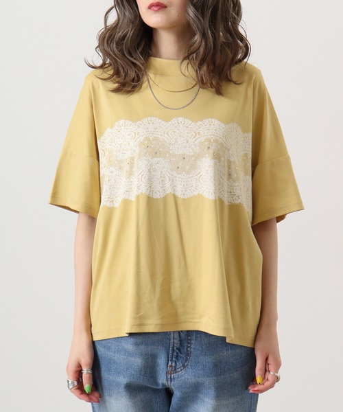 セール】BRODIAEA ローズペトール加工 レースプリントTシャツ（T