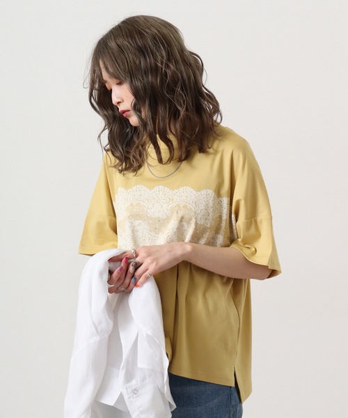 【セール】BRODIAEA ローズペトール加工 レースプリントTシャツ(Tシャツ/カットソー)|BRODIAEA(ブローディア) 【セール】BRODIAEA ローズペトール加工 レースプリントTシャツ(Tシャツ/カットソー)|BRODIAEA(ブローディア)