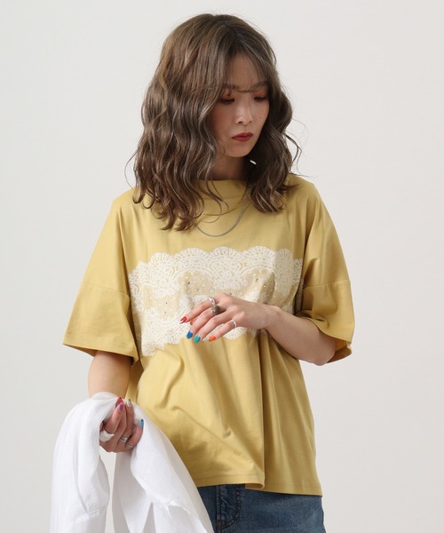 【セール】BRODIAEA ローズペトール加工 レースプリントTシャツ(Tシャツ/カットソー)|BRODIAEA(ブローディア) 【セール】BRODIAEA ローズペトール加工 レースプリントTシャツ(Tシャツ/カットソー)|BRODIAEA(ブローディア)