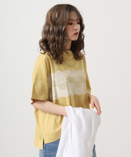 【セール】BRODIAEA ローズペトール加工 レースプリントTシャツ(Tシャツ/カットソー)|BRODIAEA(ブローディア) 【セール】BRODIAEA ローズペトール加工 レースプリントTシャツ(Tシャツ/カットソー)|BRODIAEA(ブローディア)