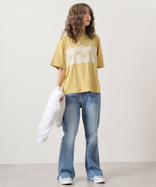 【セール】BRODIAEA ローズペトール加工 レースプリントTシャツ(Tシャツ/カットソー)|BRODIAEA(ブローディア) 【セール】BRODIAEA ローズペトール加工 レースプリントTシャツ(Tシャツ/カットソー)|BRODIAEA(ブローディア)