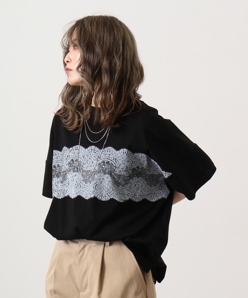 【セール】BRODIAEA ローズペトール加工 レースプリントTシャツ(Tシャツ/カットソー)|BRODIAEA(ブローディア) 【セール】BRODIAEA ローズペトール加工 レースプリントTシャツ(Tシャツ/カットソー)|BRODIAEA(ブローディア)