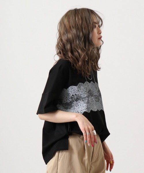 【セール】BRODIAEA ローズペトール加工 レースプリントTシャツ(Tシャツ/カットソー)|BRODIAEA(ブローディア) 【セール】BRODIAEA ローズペトール加工 レースプリントTシャツ(Tシャツ/カットソー)|BRODIAEA(ブローディア)