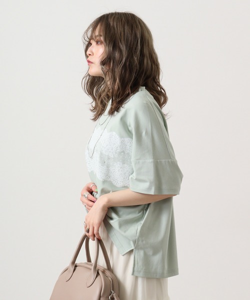 【セール】BRODIAEA ローズペトール加工 レースプリントTシャツ(Tシャツ/カットソー)|BRODIAEA(ブローディア) 【セール】BRODIAEA ローズペトール加工 レースプリントTシャツ(Tシャツ/カットソー)|BRODIAEA(ブローディア)