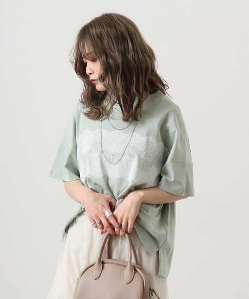 【セール】BRODIAEA ローズペトール加工 レースプリントTシャツ(Tシャツ/カットソー)|BRODIAEA(ブローディア) 【セール】BRODIAEA ローズペトール加工 レースプリントTシャツ(Tシャツ/カットソー)|BRODIAEA(ブローディア)