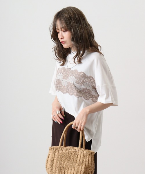 【セール】BRODIAEA ローズペトール加工 レースプリントTシャツ(Tシャツ/カットソー)|BRODIAEA(ブローディア) 【セール】BRODIAEA ローズペトール加工 レースプリントTシャツ(Tシャツ/カットソー)|BRODIAEA(ブローディア)