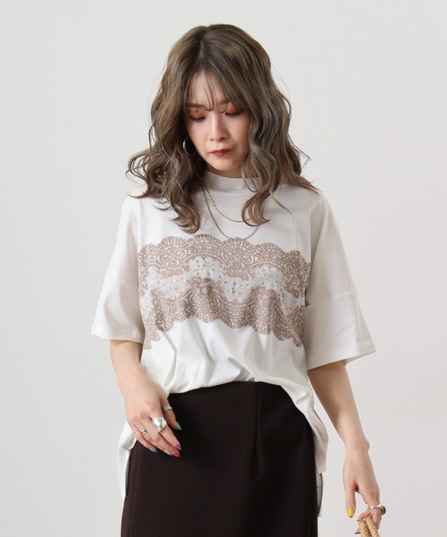 【セール】BRODIAEA ローズペトール加工 レースプリントTシャツ(Tシャツ/カットソー)|BRODIAEA(ブローディア) 【セール】BRODIAEA ローズペトール加工 レースプリントTシャツ(Tシャツ/カットソー)|BRODIAEA(ブローディア)