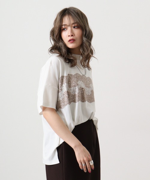 【セール】BRODIAEA ローズペトール加工 レースプリントTシャツ(Tシャツ/カットソー)|BRODIAEA(ブローディア) 【セール】BRODIAEA ローズペトール加工 レースプリントTシャツ(Tシャツ/カットソー)|BRODIAEA(ブローディア)