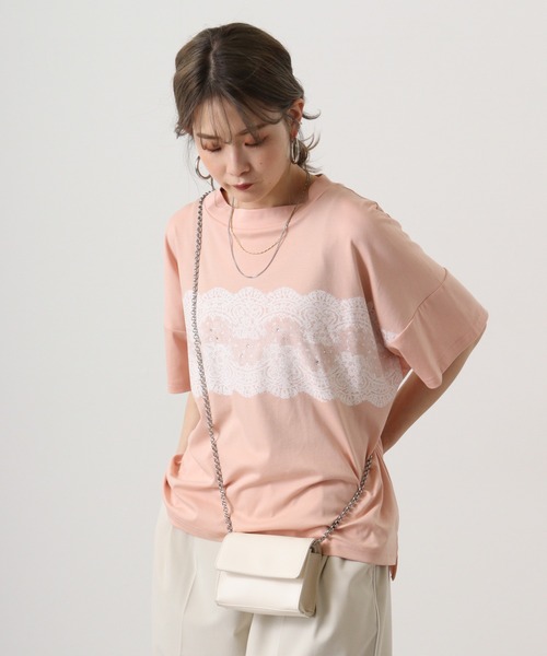 【セール】BRODIAEA ローズペトール加工 レースプリントTシャツ(Tシャツ/カットソー)|BRODIAEA(ブローディア) 【セール】BRODIAEA ローズペトール加工 レースプリントTシャツ(Tシャツ/カットソー)|BRODIAEA(ブローディア)