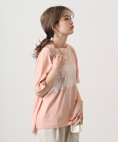 セール】BRODIAEA ローズペトール加工 レースプリントTシャツ（T