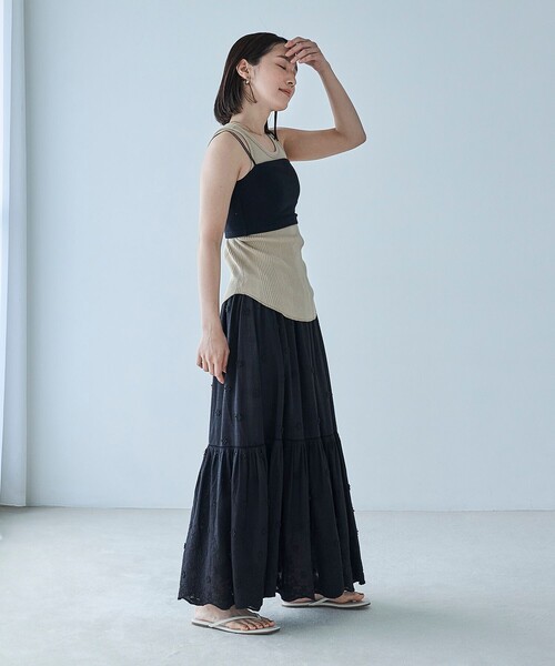 FREAK'S STORE（フリークスストア）の「FREAK’S STORE/フリークスストア ベアトップ＆アメリカンスリーブタンクトップ セット（タンクトップ・レディース・オフホワイト/ベージュ/ブラック・ﾌﾘ-）」の6枚目の写真