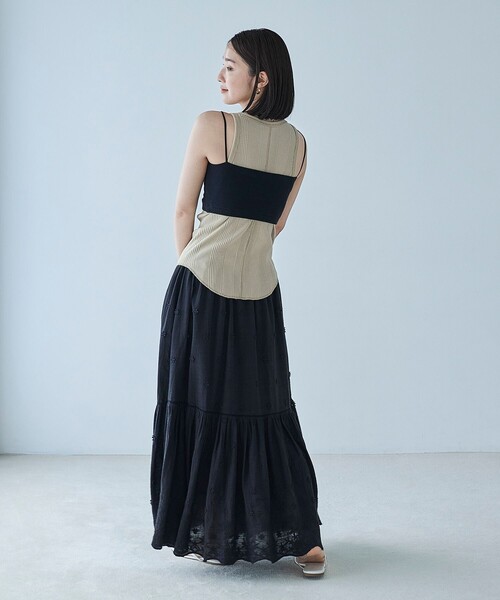 FREAK'S STORE（フリークスストア）の「FREAK’S STORE/フリークスストア ベアトップ＆アメリカンスリーブタンクトップ セット（タンクトップ・レディース・オフホワイト/ベージュ/ブラック・ﾌﾘ-）」の7枚目の写真