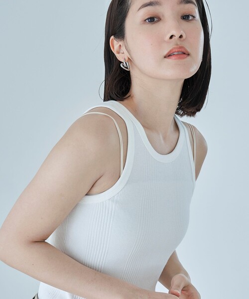FREAK'S STORE（フリークスストア）の「FREAK’S STORE/フリークスストア ベアトップ＆アメリカンスリーブタンクトップ セット（タンクトップ・レディース・オフホワイト/ベージュ/ブラック・ﾌﾘ-）」の12枚目の写真