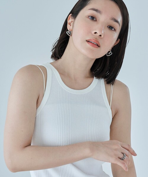 FREAK'S STORE（フリークスストア）の「FREAK’S STORE/フリークスストア ベアトップ＆アメリカンスリーブタンクトップ セット（タンクトップ・レディース・オフホワイト/ベージュ/ブラック・ﾌﾘ-）」の13枚目の写真