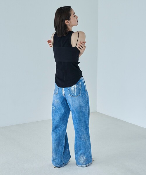 FREAK'S STORE（フリークスストア）の「FREAK’S STORE/フリークスストア ベアトップ＆アメリカンスリーブタンクトップ セット（タンクトップ・レディース・オフホワイト/ベージュ/ブラック・ﾌﾘ-）」の16枚目の写真