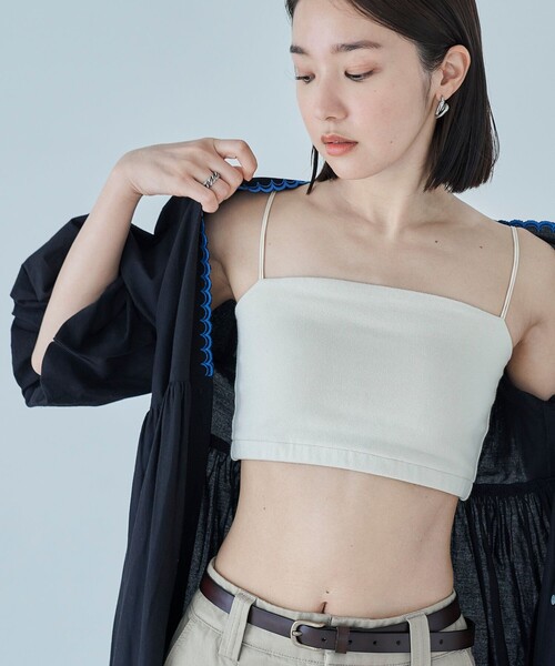 FREAK'S STORE（フリークスストア）の「FREAK’S STORE/フリークスストア ベアトップ＆アメリカンスリーブタンクトップ セット（タンクトップ・レディース・オフホワイト/ベージュ/ブラック・ﾌﾘ-）」の2枚目の写真