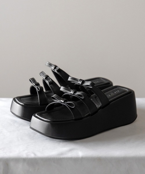 me+em select（ミームセレクト）の「【 ３color 】ストラップリボンプラットフォーム厚底サンダル ／ strap ribbon platform sandals（サンダル・レディース・シルバー/ブラック/アイボリー・36/37/38/39/40）」の14枚目の写真