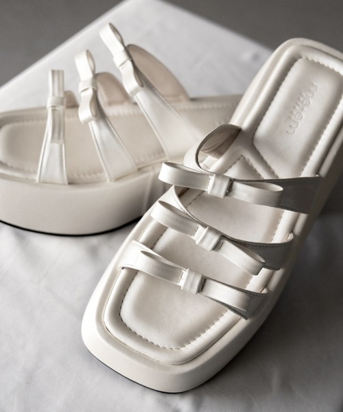 me+em select（ミームセレクト）の「【 ３color 】ストラップリボンプラットフォーム厚底サンダル ／ strap ribbon platform sandals（サンダル・レディース・シルバー/ブラック/アイボリー・36/37/38/39/40）」の16枚目の写真