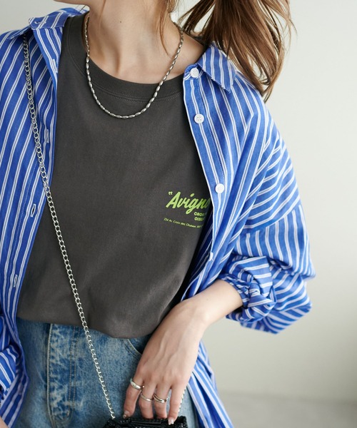 DISCOAT（ディスコート）の「【ユニセックス】サガラバック刺繍半袖Tシャツ《WEB限定》（Tシャツ/カットソー・レディース・ライトグレー/チャコールグレー/ライトベージュ/ネイビー/ベージュ・FREE）」の6枚目の写真