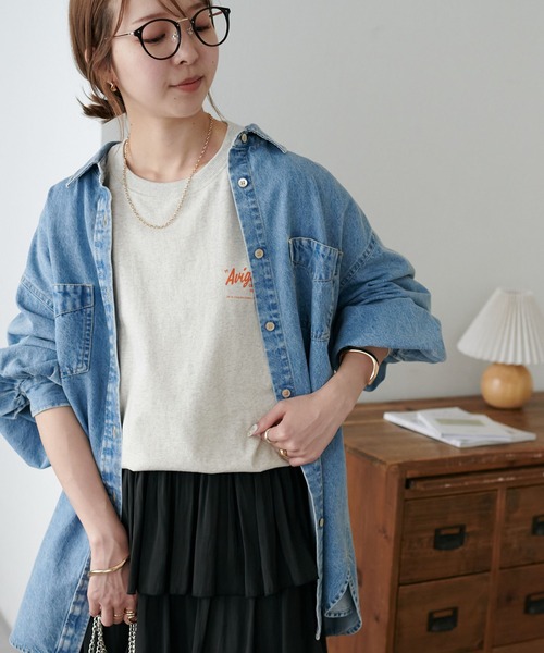 DISCOAT（ディスコート）の「【ユニセックス】サガラバック刺繍半袖Tシャツ《WEB限定》（Tシャツ/カットソー・レディース・ライトグレー/チャコールグレー/ライトベージュ/ネイビー/ベージュ・FREE）」の12枚目の写真