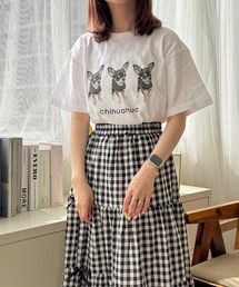 犬プリント半袖Tシャツ