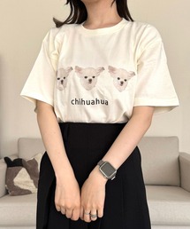 cuorequal（クオレコール）の「犬プリント半袖Tシャツ（Tシャツ/カットソー）」